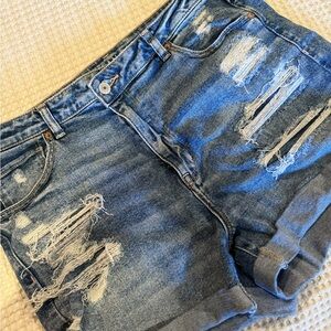 American Eagle Outfitters Blue Distressed Jean Shorts
